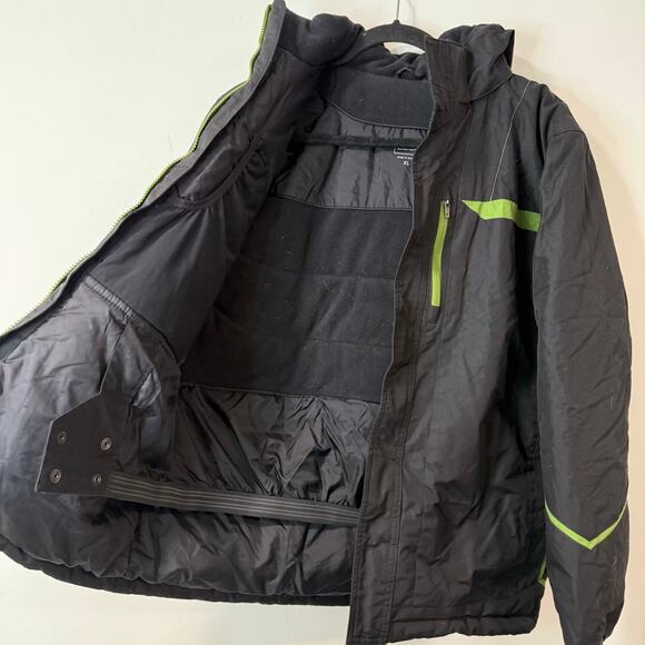 L.L. Bean Kids Youth Insulated Full Zip Ski Jacket Coat Black Green XL 18 - Picture 4 of 6
